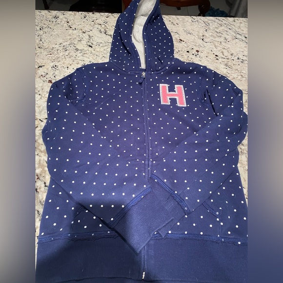 Tommy Hilfiger Navy/White Girls Full-Zip Sweater - Picture 1 of 2